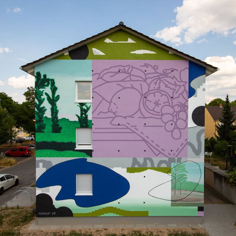 Mural des österreichischen Künstlers Perkup in Mannheim-Käfertal.